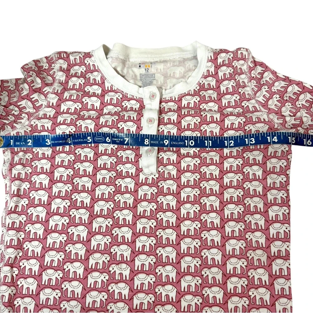Roller Rabbit Elephant Pajama Set Kids Size 12 Pink Pima Cotton Made Peru PJ